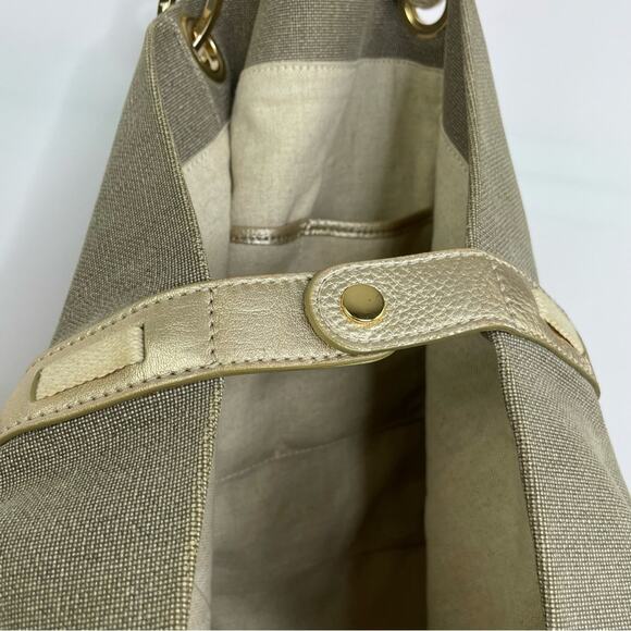 Michael Michael Kors Marina Grab Anchor oversized canvas taupe gold tote handbag - Picture 9 of 16